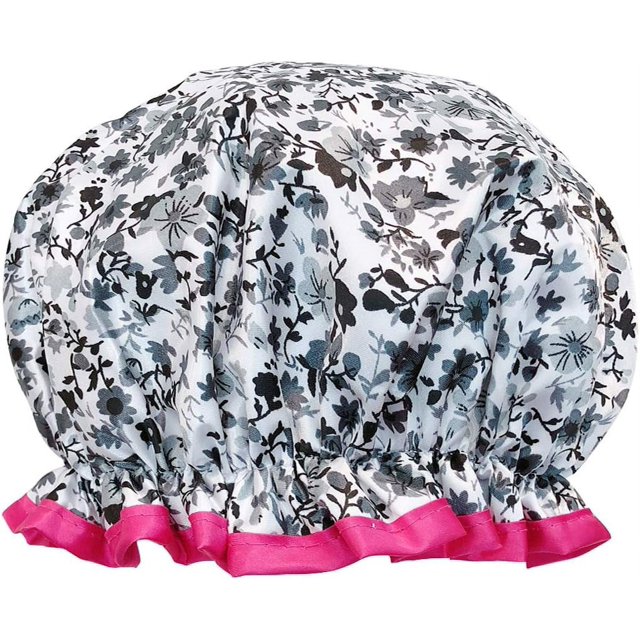 ORUYROP allydrew Bonnets de Douche Réutilisables pour Femmes Imperméables pour Cheveux Longs, Pensées Grises