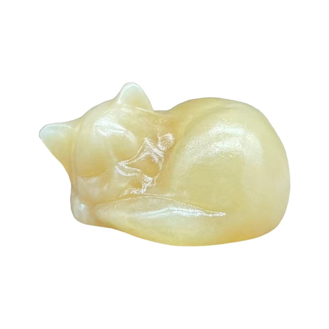 Natural Quartz Crystal Sleeping Cat Decoration Crystal Cat Sleeping Statue 2 Inch Opal Cat Crystal Statue Statue For Home Meditation