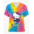 thumbnail image 4 of Jiayi Haut de Sarrau à Manches Courtes pour Femmes à Col en V avec Poche Hello Kitty, Imprimé de Dessins Animés, Régulier, 4 of 5
