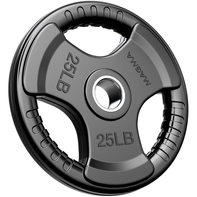 MAGMA Virgin Rubber 2-Inch Cast Iron Olympic Grip Plates, for Strength Training, Weightlifting, Muscle Toning, Weight Loss & Crossfit