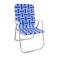 thumbnail image 1 of Lawn Chair USA - Chaise Classique Pliante en Aluminium à Sangles - Chaise d'Extérieur Durable, Portable et Confortable - Idéale pour le Camping, les Sports et les Concerts - Rayures Bleues et Blanches, 1 of 6