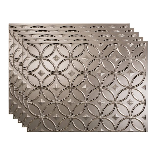 FASÄDE Rings Decorative Vinyl 18in x 24in Backsplash Panel in Brushed Nickel (5 Pack)