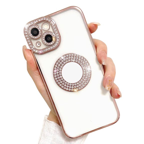 Supershield Étui iPhone 15 Pro Max, Protection de Caméra avec Paillettes Scintillantes Diamant Bling Strass Étui Brillant avec Logo Vue Étui Compatible avec iPhone 15 Pro - Or Rose