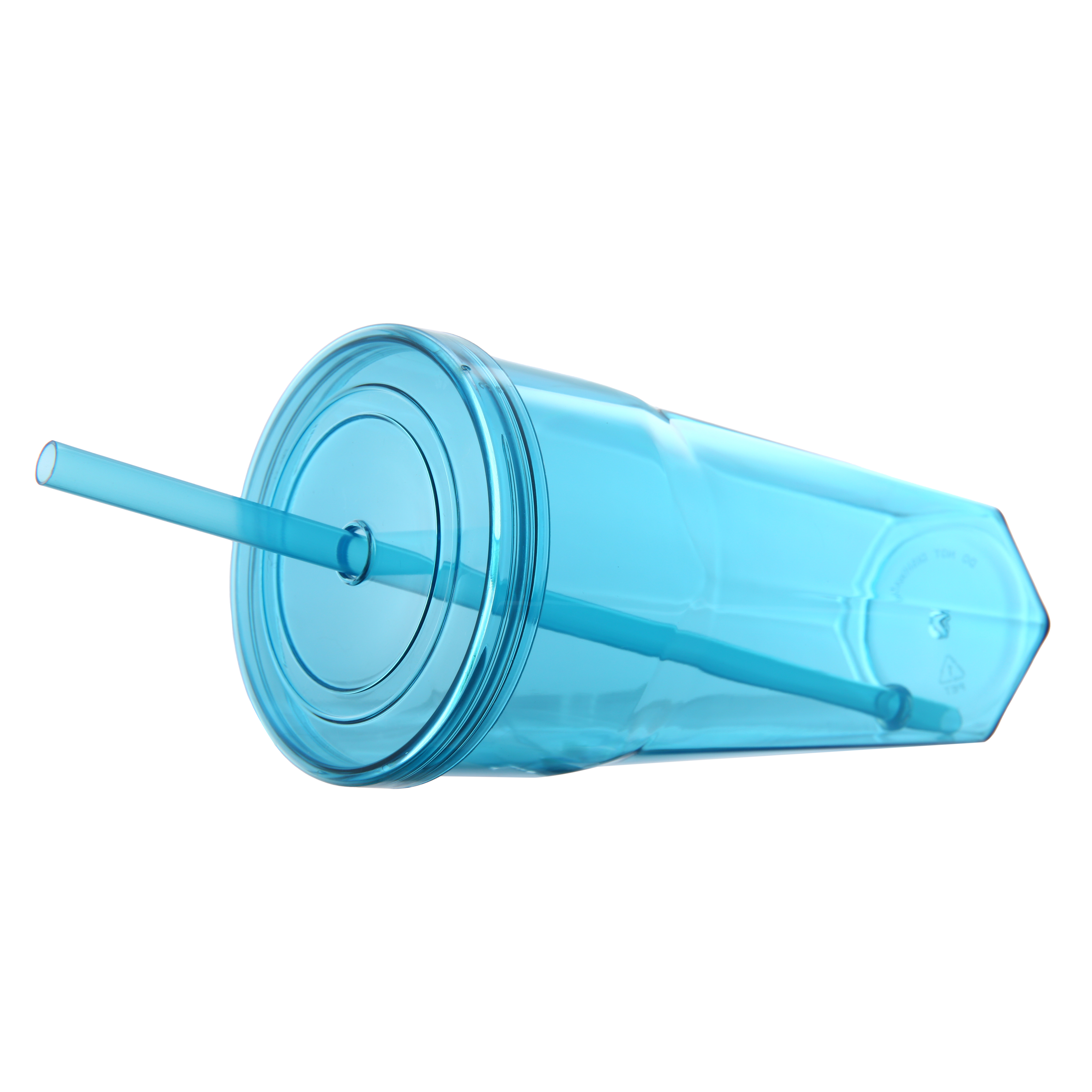 Gobelet en plastique Mainstays de 59 cl avec couvercle à visser et paille bleu