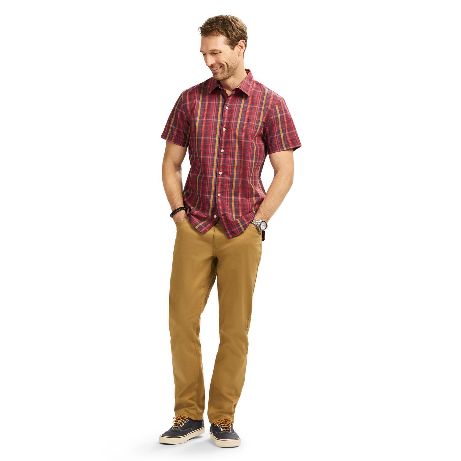Izod Men's Madras Short Sleeve Shirt, Sizes S-XXL