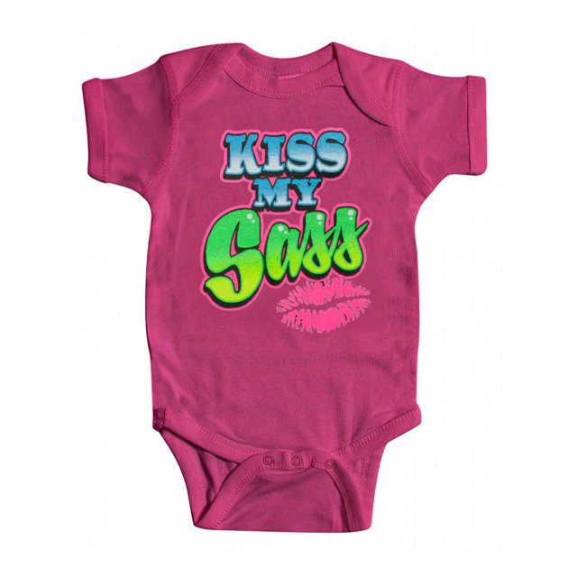 Baby "Kiss My Sass" Bodysuit - Hot Pink - 24M