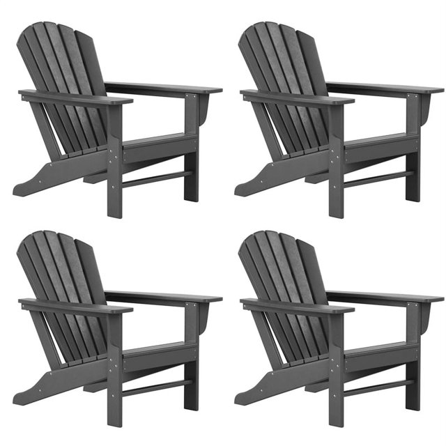 Chaise Adirondack Classique d'Extérieur (Ensemble de 4) en Gris