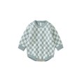 thumbnail image 1 of Faithtur Bébé Filles Garçons Barboteuse Damier Plaid Col Rond Manches Longues Tricot Pull Combinaisons Automne Hiver Bodysuits, 1 of 9