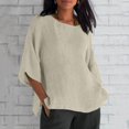 thumbnail image 1 of Blouses, Hauts et T-Shirts pour Femmes Grande Taille en Liquidation Femmes Dames Manches Raccourcies Col Rond Coton Chemise Ample Blouse, 1 of 6