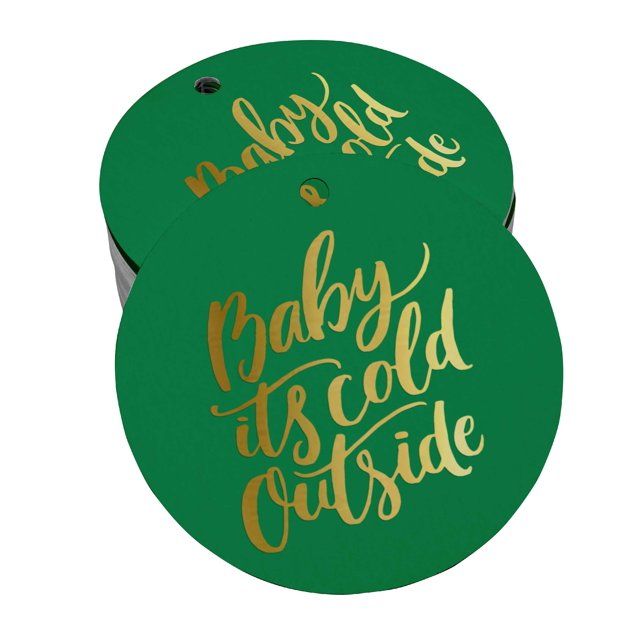 Inkdotpot Pack Of 50 Baby It's Cold Outside Baby Shower Favor Paper Tags Craft Real Gold Foil Hang Tags