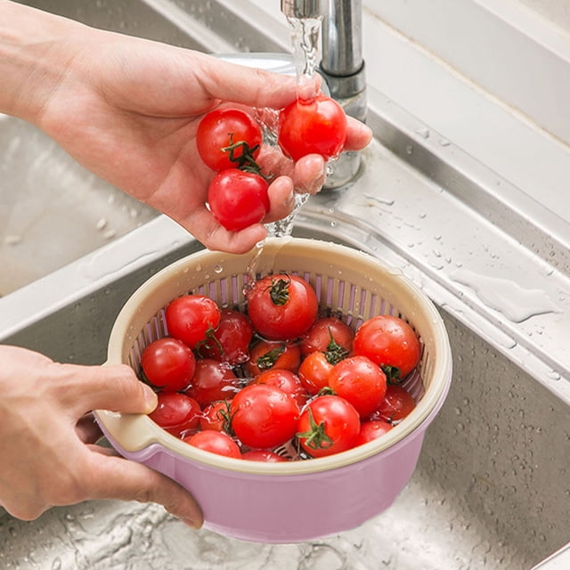 Sieves Sink Strainer Kitchen Double Drainage Basket Fruit Vegetable Washing Strainer Multi-Purpose Washing Storage Basket Kitchen Cleaning Accessories