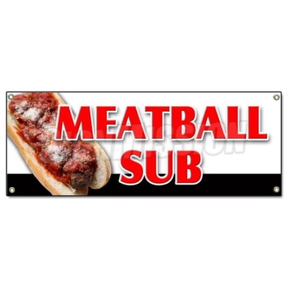 SignMission B-Meatball Sub Bannière de sous-Boulette - Sandwich sous-Marin Boulette Sauce au Fromage sous-Italien