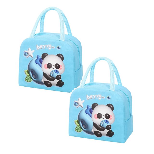 Oleegame 2 Pcs Sac de Rangement pour Produits à Main Sac Isolé Sac pour Boîte à Lunch Sac à Lunch Chiot Brun (Isolation 3D) Bleu