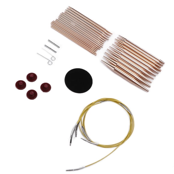 Zerodis 26pcs Circular Needle Interchangeable Rose Gold Color Weaving Crochet With Storage Case For Knitting,Circular Knitting Needles,Knitting Cable Needles
