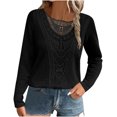 thumbnail image 1 of Hauts pour Sortir pour Femmes Liquidation Femmes Tuniques en Tricot Printemps Chandails à Manches Longues Chemisier en Dentelle Crochet Col Rond Tenue Décontractée Mode 2025 Chemisier à Manches Longues pour Femmes Nouveau Noir G, 1 of 7