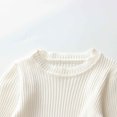 thumbnail image 3 of Bwiyojiz Tailles de Mode 90-150 Robe Tricotée pour Enfants Unie Mignonne Douce Manches Longues Col Rond, Blanc, 3 of 6