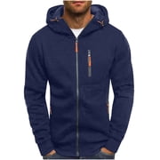 Pisexur Men's Plus Size Cardigan Hoodies Casual Striped Drawstring Full Zip Hooded And Zipper Closure Hoodie Slim Fit Fleece Sweatshirt