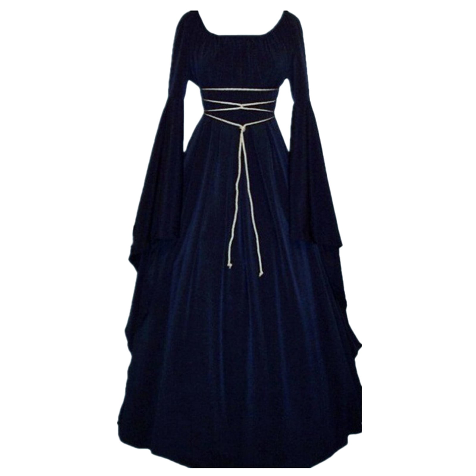 LOVZFMLL Costume Renaissance pour Femme Médiéval en Velours Taille Ajustée Longues Robes Manches Évasées Fluide Élégante Robe Maxi Halloween Cosplay