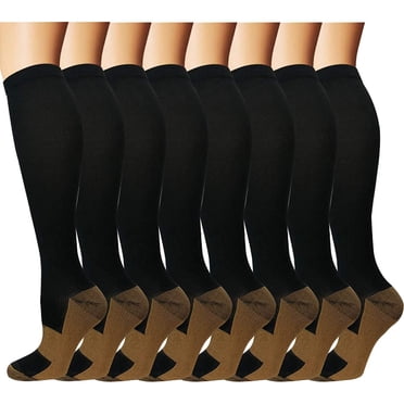 Bas de Compression pour Femmes et Hommes 15-20 mmHg (8 Paires) - Idéal pour Voyage, Médical, Soins Infirmiers