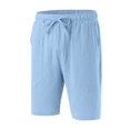 thumbnail image 4 of Men's Cotton Linen Casual Classic Fit 11 Inch Inseam Elastic Waist Shorts with Drawstring, 4 of 6