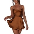 thumbnail image 1 of AherBiu Satin Dress for Women Sleeveless Crossover Strap Hollow Back Ruffle Layered Party Mini Dress, 1 of 7