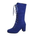 thumbnail image 2 of LSLJS Women Rétro Shoes Décontracté Épais à Talon Bas Grande Taille Mid Calf à Lacets, 2 of 8