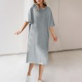 thumbnail image 2 of fatyb Robes d'Été 2025 pour Femmes Manches Courtes Décontractées Robes T-Shirt Col Rond Amples Unies Longues Robes, 2 of 6