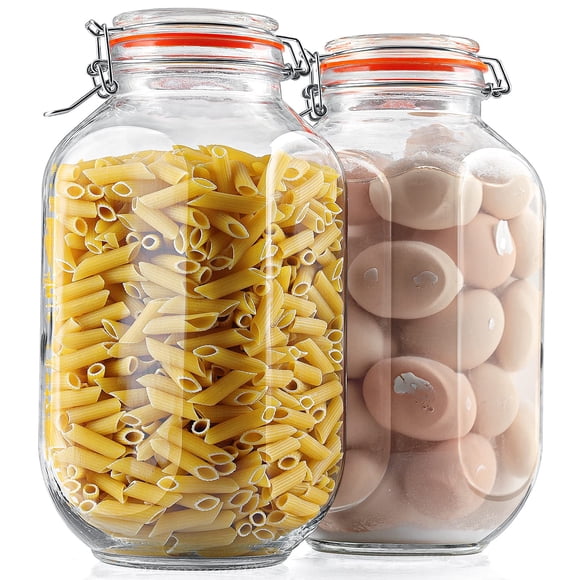1 gallon glass Storage Jars with Airtight Lids, Large glass Pickle Jars for Fermenting, clear glass canister for Flour, cookie, candy, Kombucha, Sun tea