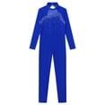 thumbnail image 2 of TiaoBug Girls Ice Skating Jumpsuit Rhinestone Mock Neck Competition Figure Skating Dancewear Royal Blue 10, 2 of 7