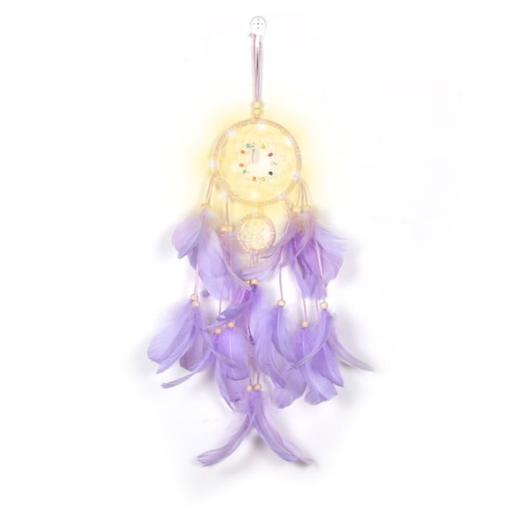 LED Dream Catcher Handmade Woven Dreamcatchers for Wall Hanging Decoration with Feather Dream Catcher for