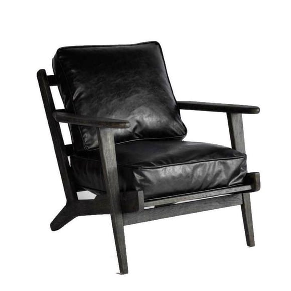 Chaise longue en similicuir PU Cuba noire avec cadre en bois massif noir – Chaise longue confortable avec accoudoirs pour salon, sièges modernes et élégants, similicuir durable