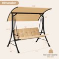 thumbnail image 3 of Gymax Balançoire de Porche pour 3 Personnes, Chaise Balançoire d'Extérieur avec Coussins et Auvent Réglable, 3 of 7