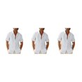 thumbnail image 4 of pitrice Men Shirt Casual Short Sleeve Breathable Replacement Button Down Solid Color Fashionable Home Dating Shirts Top White XL 3Set, 4 of 6