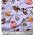 thumbnail image 1 of Soimoi Modal Satin Fabric Colorful Shells Ocean Print Sewing Fabric Yard 42 Inch Wide, 1 of 3