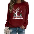 thumbnail image 1 of Bellella Chandail pour Femmes Col Rond Chandails en Molleton de Noël Imprimé Gnome Chandail en Molleton Chaud Manches Longues Chandail Femme Bordeaux TP, 1 of 2
