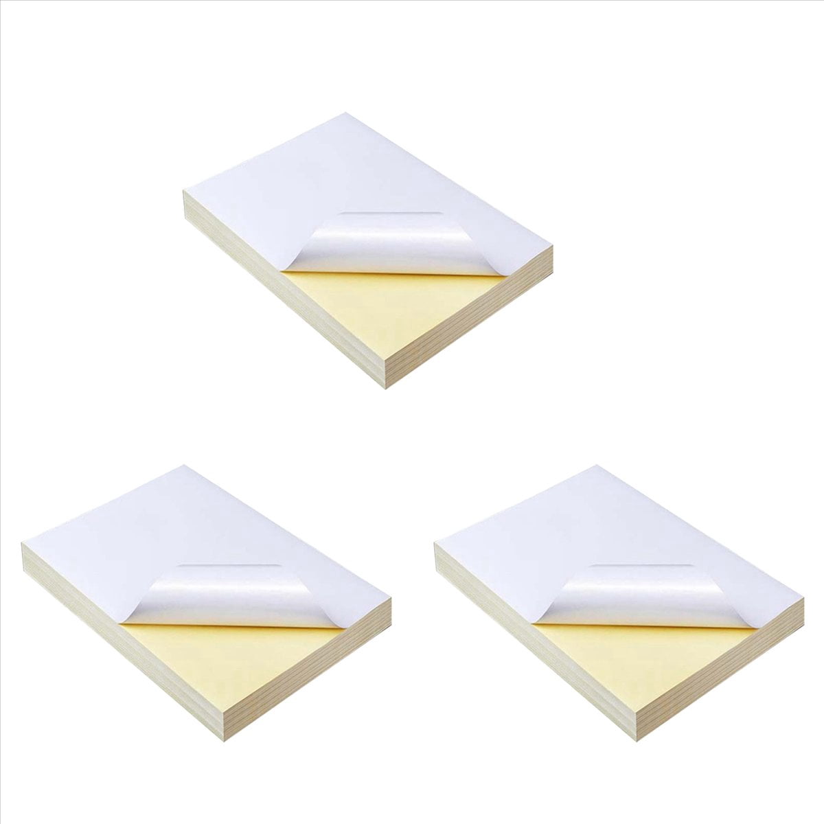 150 Sheets A4 White Self Adhesive Waterproof Sticker Label Glossy Surface Paper for Inkjet Printer Copier,150 x sticker paper,White&Yellow