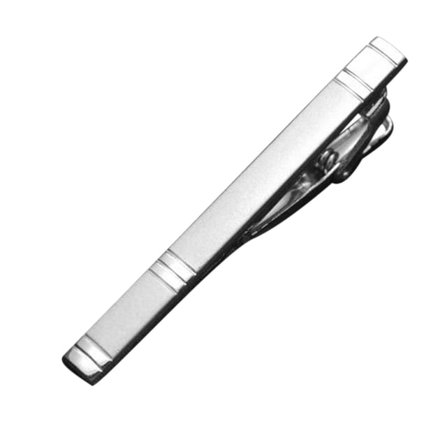 ZheElen 1 Pce Cravate Simple pour Homme en Métal Ton Argent Barre de Cravate Fermoir Pince Pince