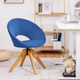 thumbnail image 2 of Costway Mid Century Modern Swivel Accent Chair Fabric Armchair Velvet Living Room Blue, 2 of 10