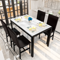 thumbnail image 1 of Furlinkhm Dining Table Set for 4, Faux Marble Table with 4 PU Leather Chairs, Modern Kitchen Table and Chairs for 4, Small Kitchen Table and Chairs for Dining Room, Kitchen, White, 1 of 9