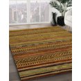thumbnail image 2 of Ahgly Company Tapis d'Intérieur Carrés Abstraits Rouge Brun de Style Oriental, 7 Pieds Carré, 2 of 6