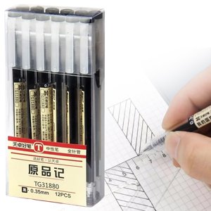 AKEGAMN Liquidation! Gel encre stylo japonais style encre liquide Rollerball stylos séchage rapide 0.35mm Point Ballpoint Maker Pen Premium pour la papeterie scolaire 12 Pcs/Set Black(24ml) Sécher rapidement Liquide