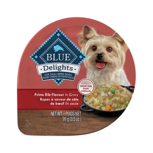 Blue Buffalo Delights Small Breed Prime Rib In Gravy Wet Dog Food for Adult Dogs, Grain-Free, . Cup 100g