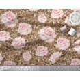 thumbnail image 2 of Soimoi Crepe Silk Fabric Check & Roses Floral Print Fabric by Yard 42 Inch Wide, 2 of 3