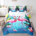 thumbnail image 1 of YST Flamingo 7-Piece Comforter Set, Full Size, Pink Animal Watercolor Cartoon Theme, Polyester, 1 of 5