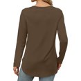 thumbnail image 5 of Yuyuzo Womens Tops Crew Neck Long Sleeve Side Split Solid Color Loose Casual Basic Fall Tunic Top, 5 of 5