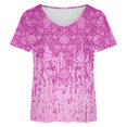 thumbnail image 4 of Meichang Chemises Grande Taille pour Femmes Chic Décontracté Chemise Basique Mode d'Été T-Shirt Imprimé Hauts Décontractés T-Shirt à Manches Courtes Ample Col Ras du Cou Chandail T-Shirts, 4 of 4