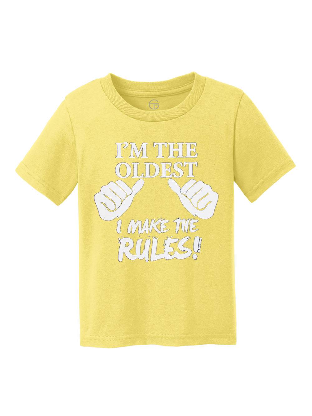 Je Suis le Plus Âgé, Je Fais les Règles T-Shirt en Coton pour Enfants - Jaune - Grand