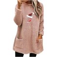 thumbnail image 1 of Pisexur Chandails en Molleton de Noël pour Femmes en Polaire Douce à Manches Longues Col Rond Imprimé Verre de Vin Rouge Chandail-Over Chaud d'Hiver avec Poches, 1 of 3