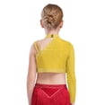 thumbnail image 2 of Manyakai Kids Girls Shiny Rhinestone Jazz Latin Modern Lyrical Dance Crop Tops Irregular Shoulder Yellow 14, 2 of 7