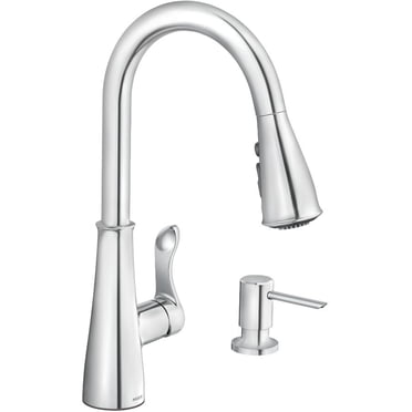 Hadley Single Handle Pull-Down Kitchen Faucet - with Soap Dispenser, Chrome